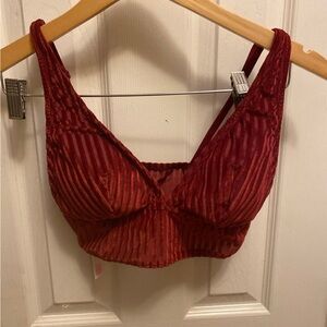 Victoria's Secret Burgundy Red Striped Velvet Bralette
